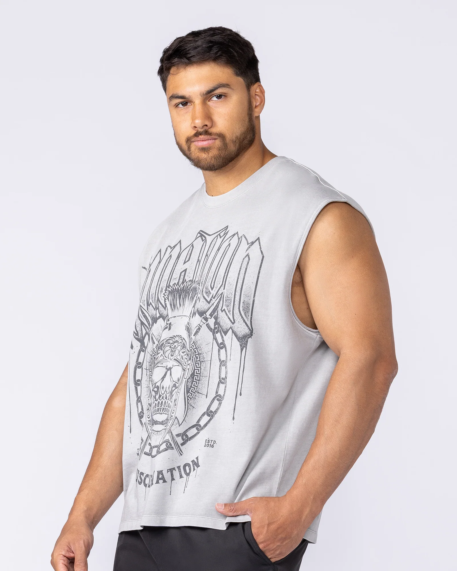 Spartan Vintage Boxy Muscle Tank - Washed Quiet Grey - Image 3