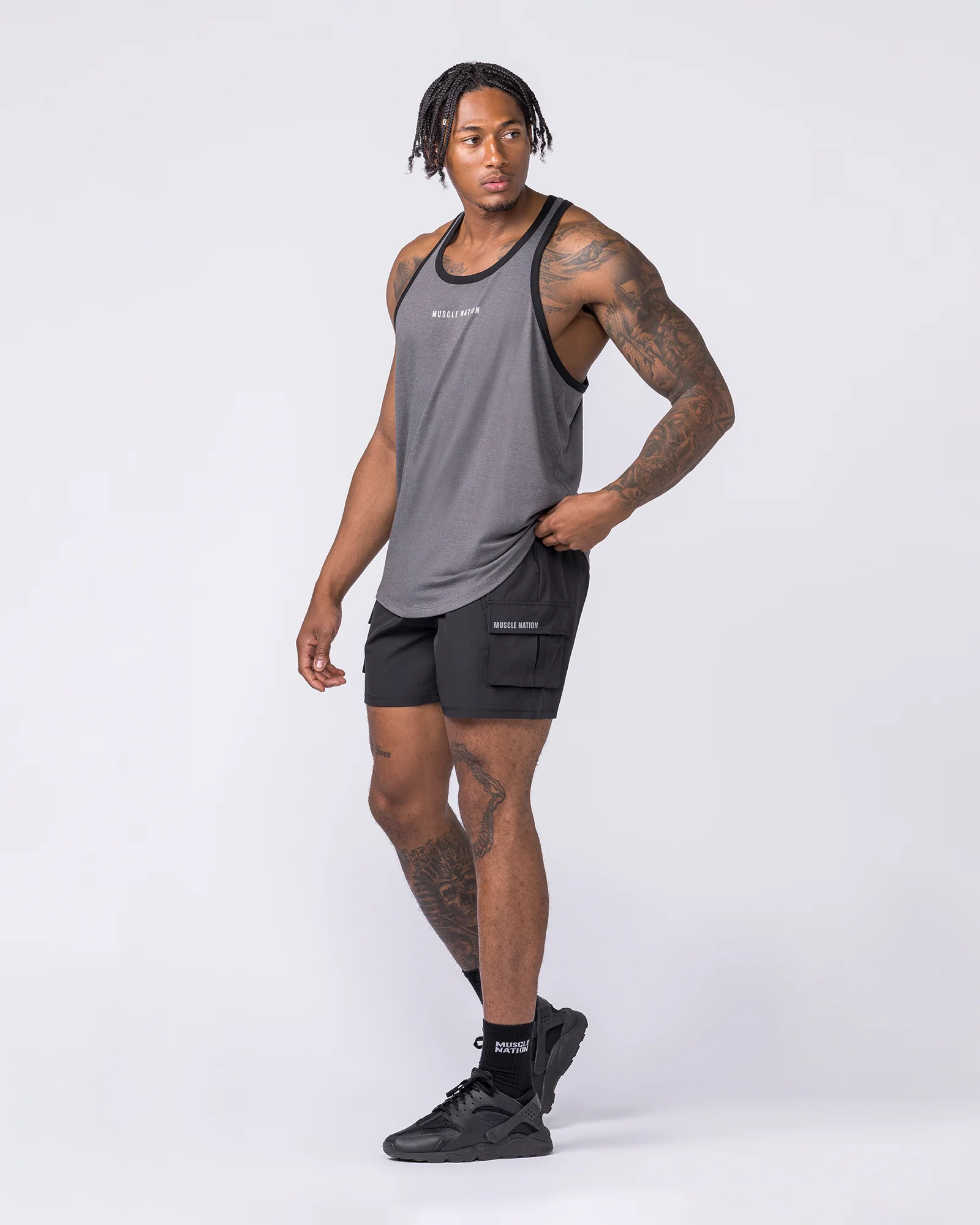 Striker Y Back Singlet - Mid Grey Marl - Image 6