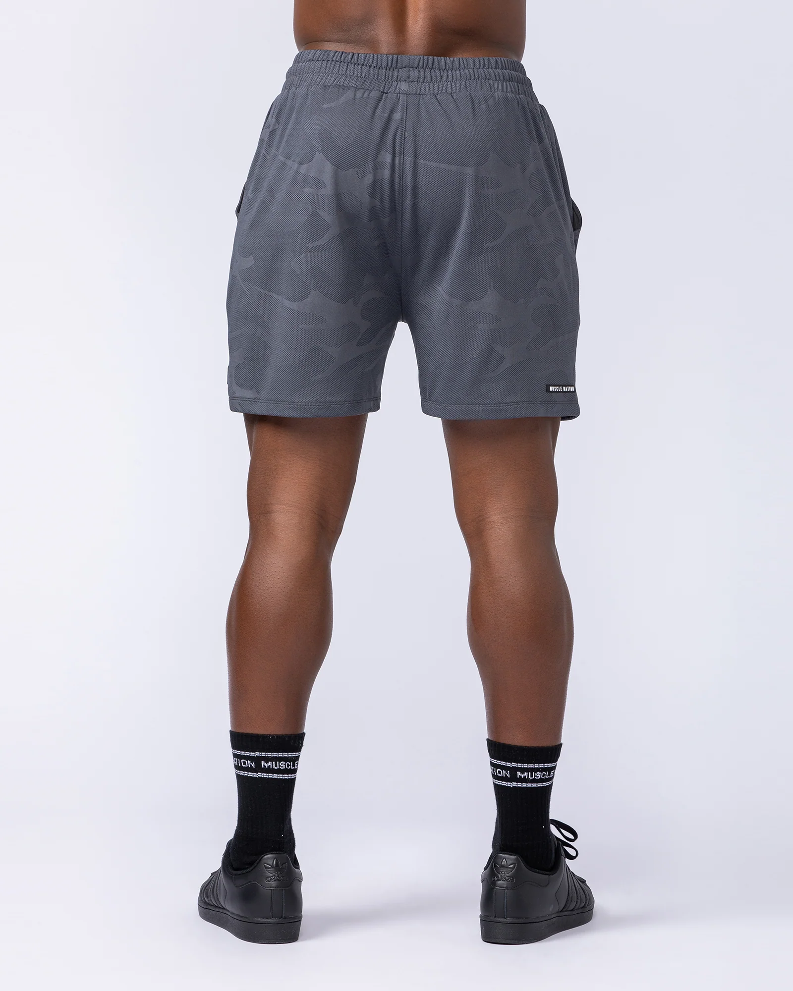 Tech Camo Lay Up 5" Shorts - Dark Grey Camo - Image 5