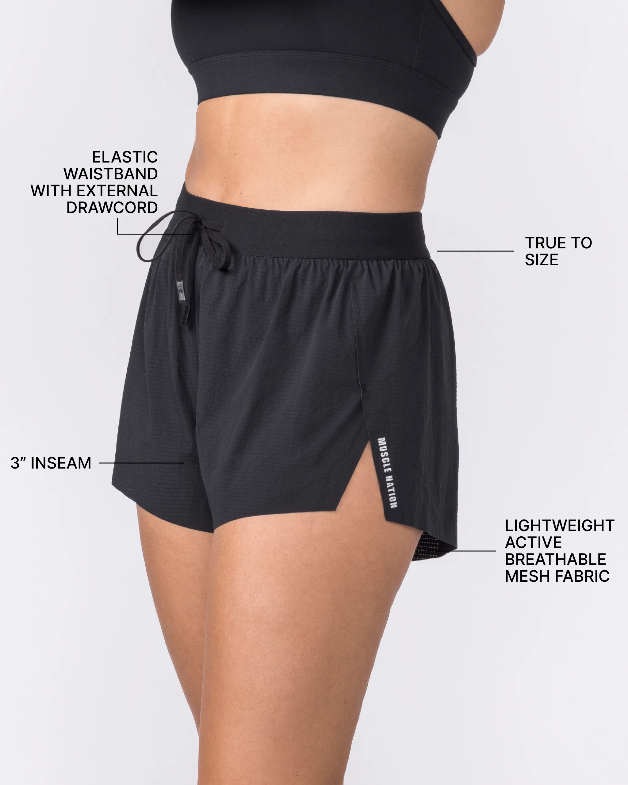 Tempo 3" Run Shorts - Black - Image 2
