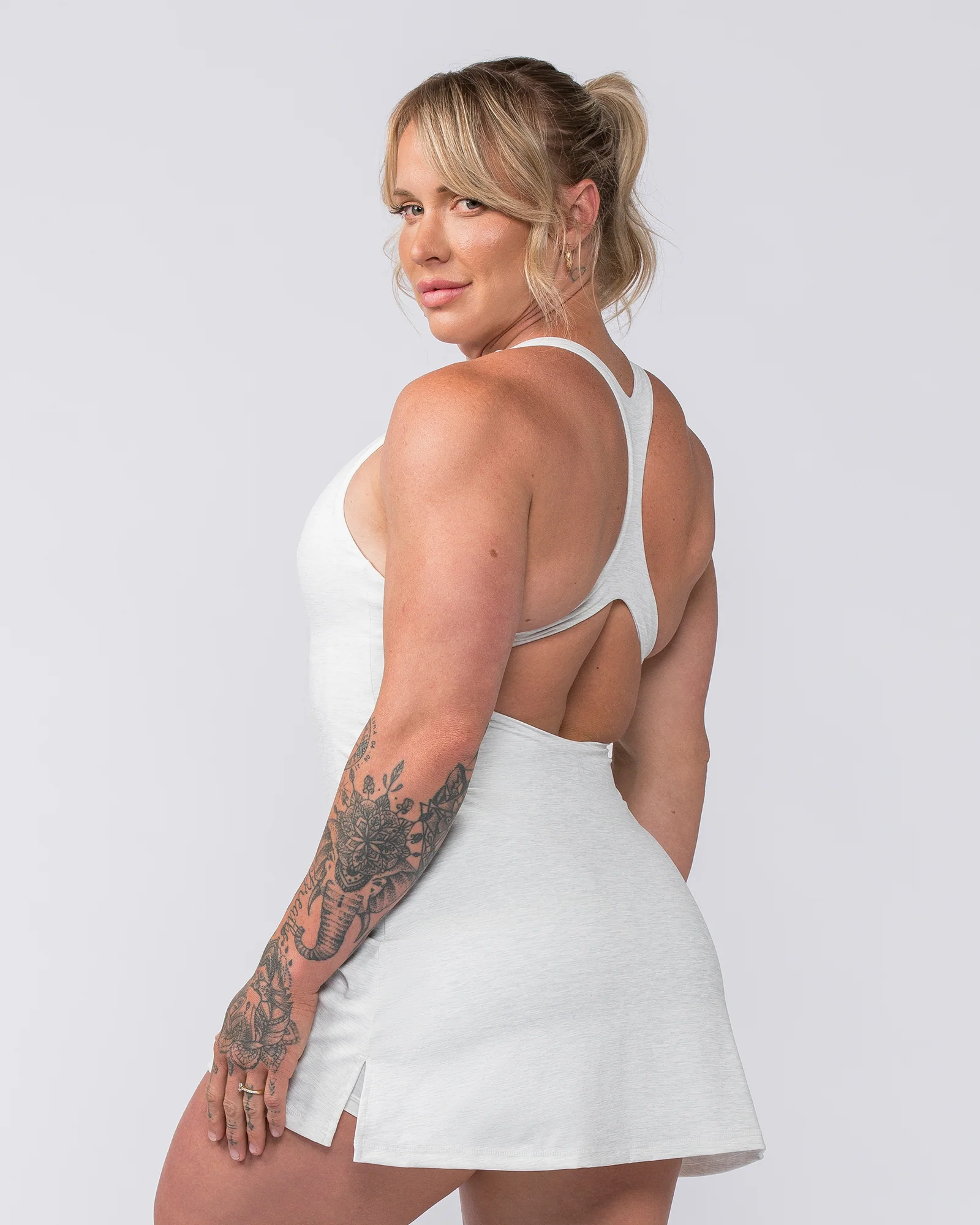 MN x Em King Aura Dress - White Grey Marl - Image 2