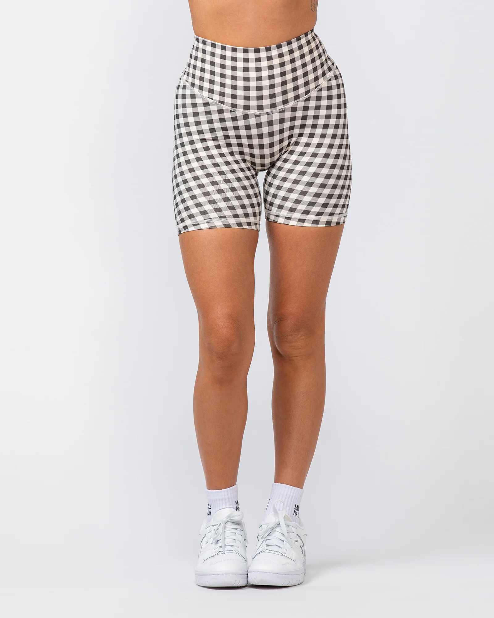 Ultra Aura Bike Shorts - Deep Brown Gingham Print - Image 2