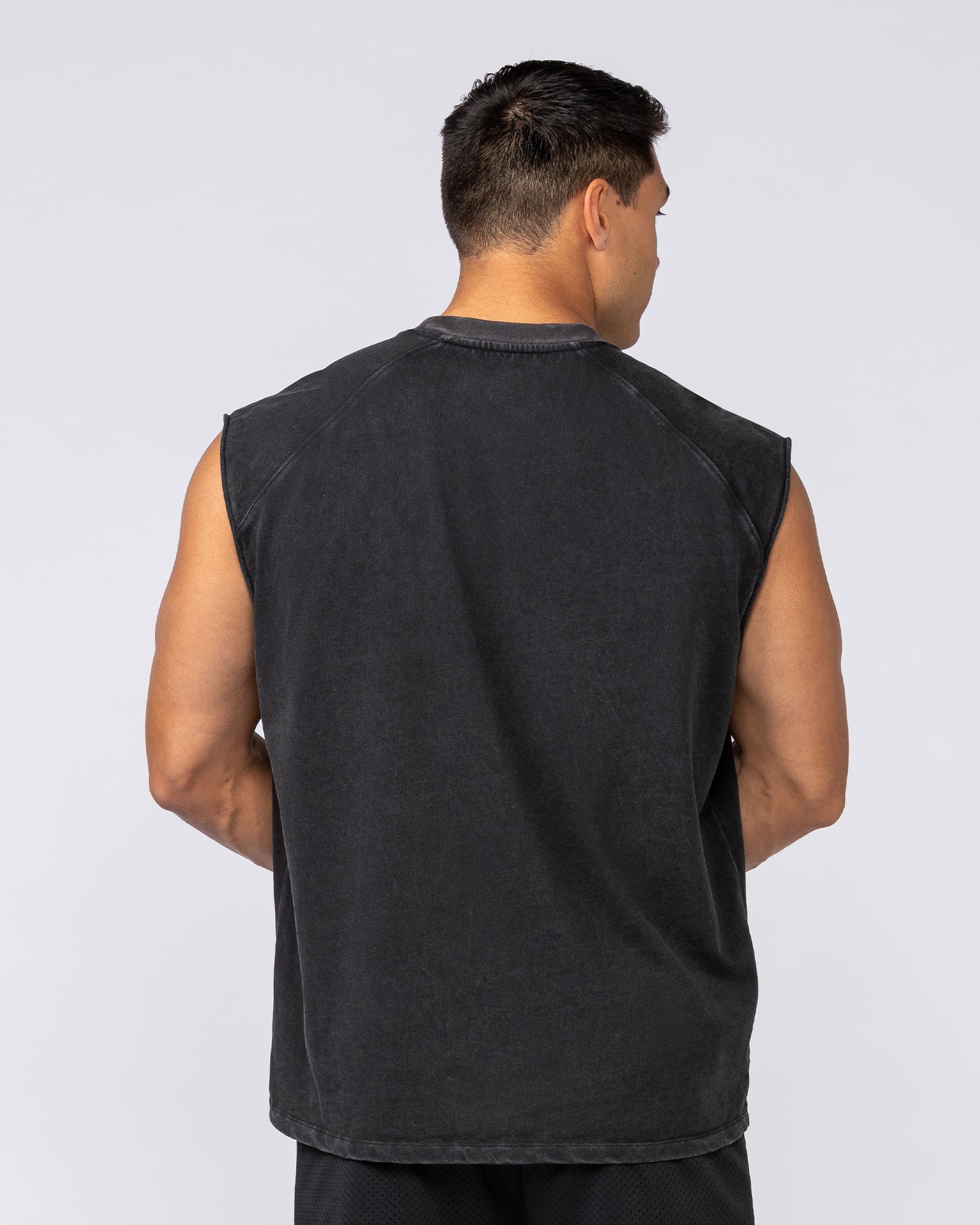 Unleashed Oversized Vintage Boxy Muscle Tank - Washed Black - Image 4