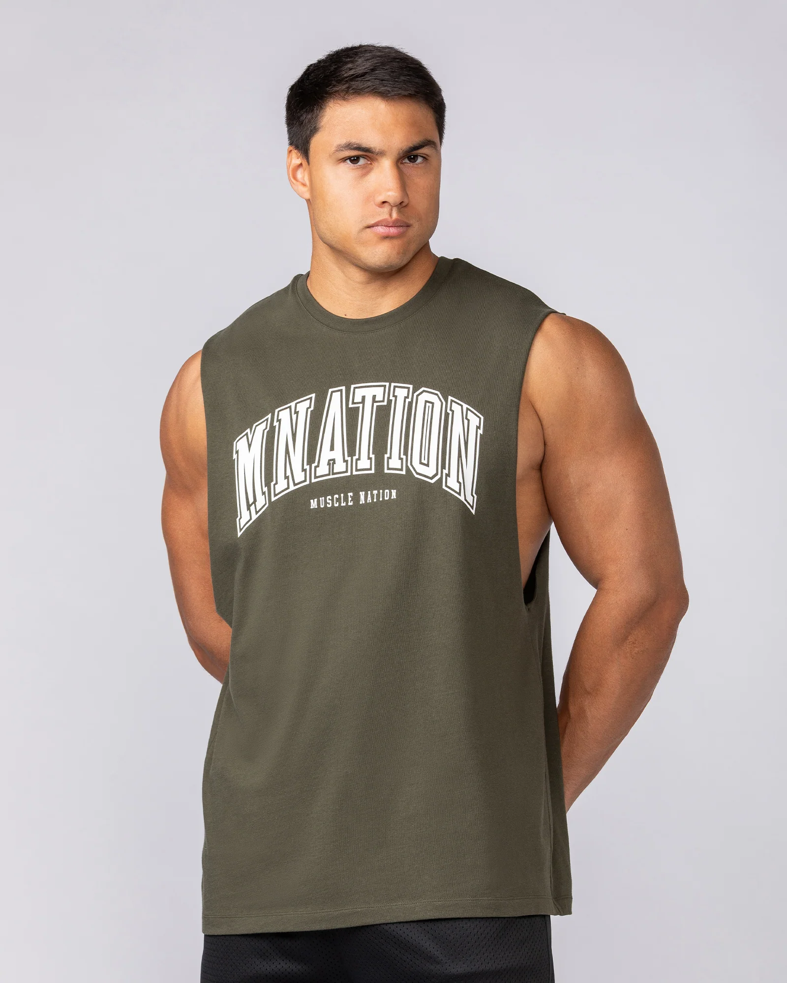 Varsity Training Drop Arm Tank - Dark Khaki - Image 2