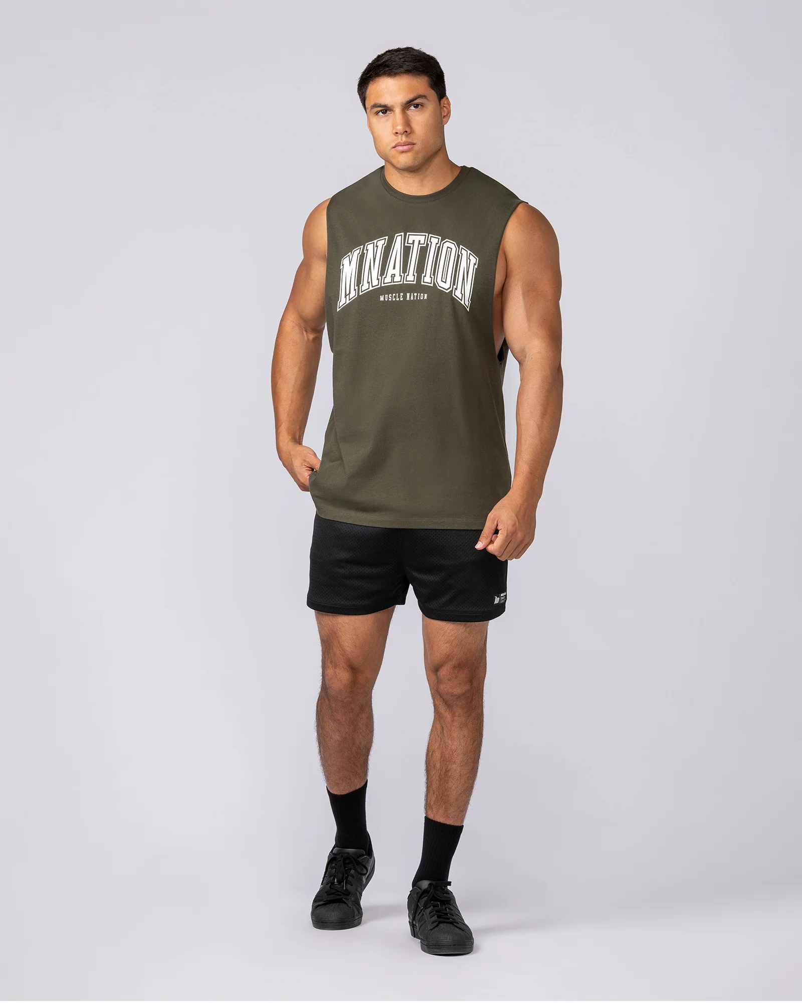 Varsity Training Drop Arm Tank - Dark Khaki - Image 5