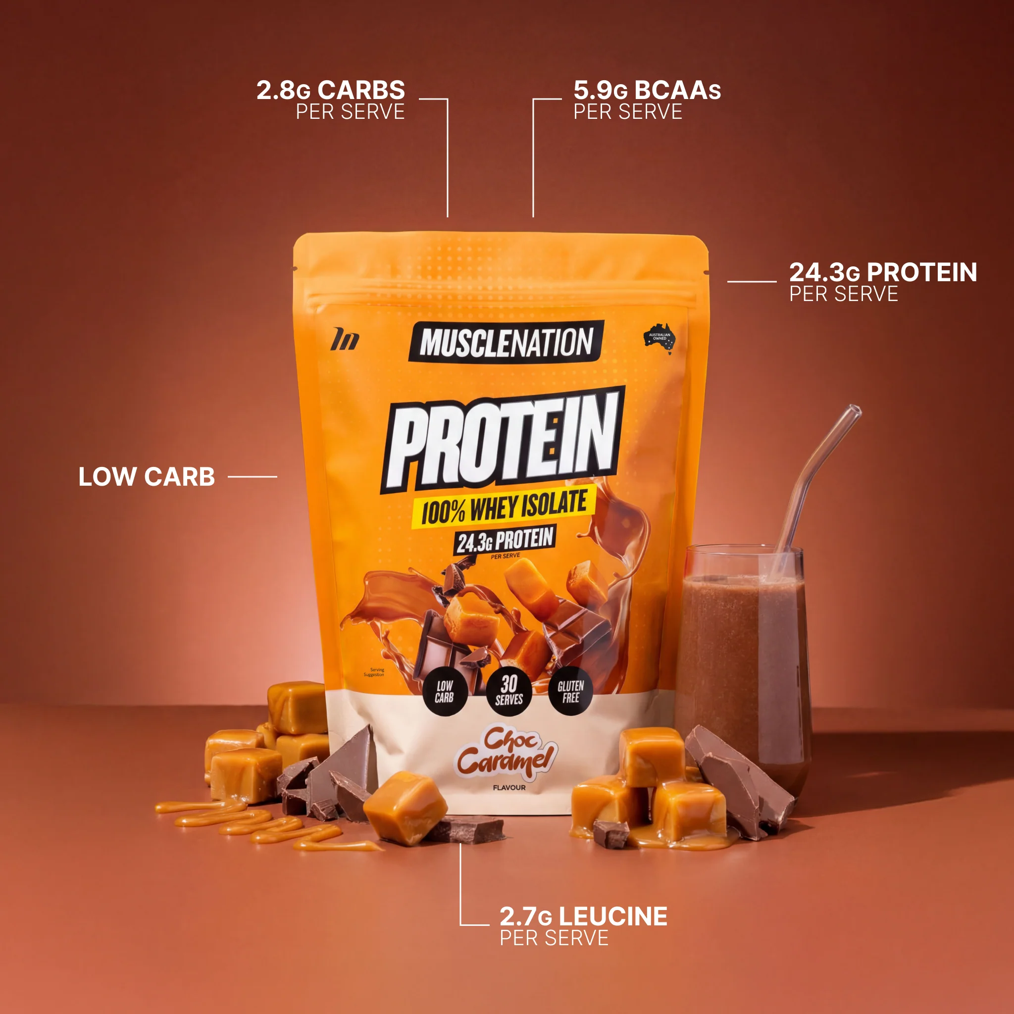 WHEY Protein Isolate - Choc Caramel - 30 serves - Image 2