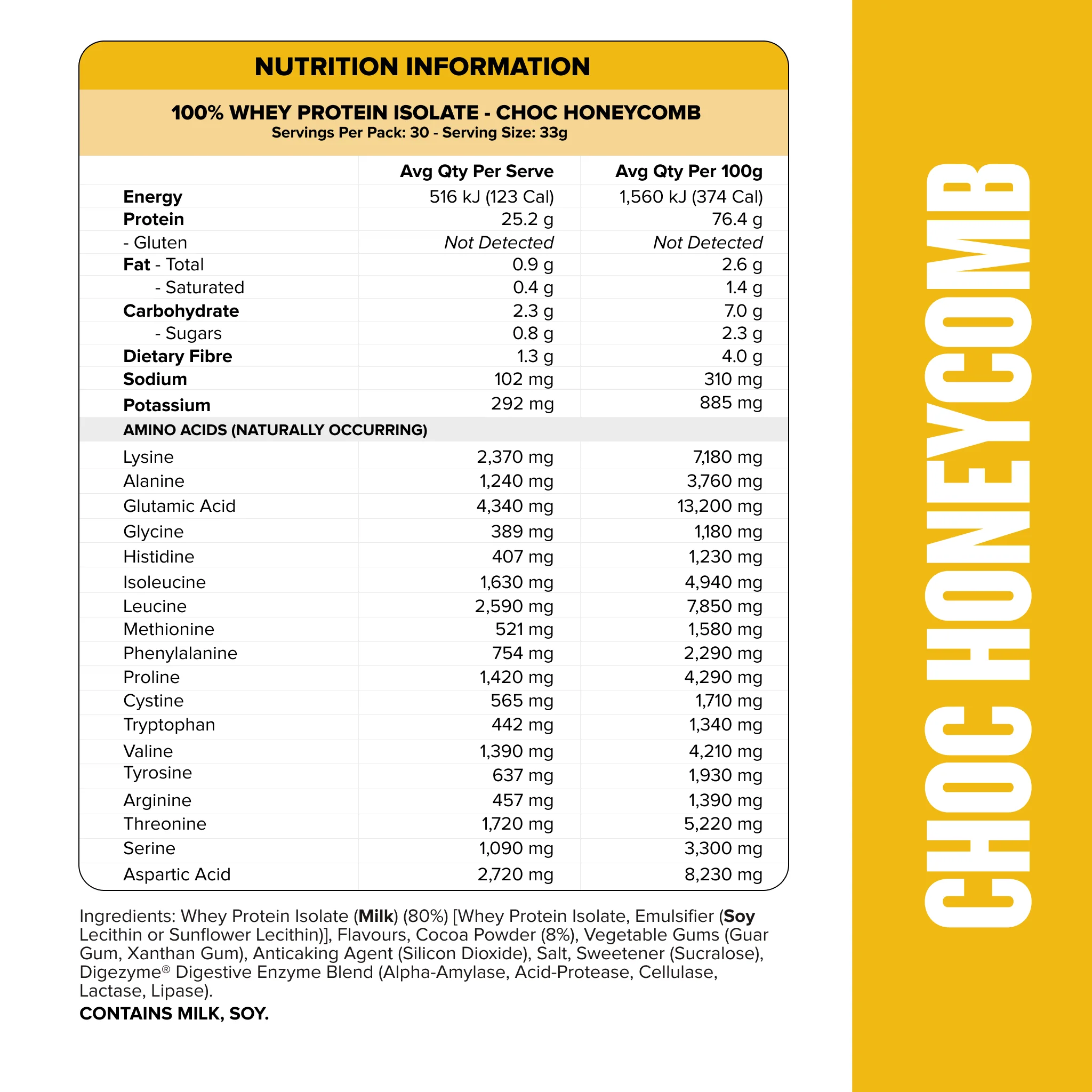 WHEY Protein Isolate - Choc Honeycomb - 30 serves - Image 3