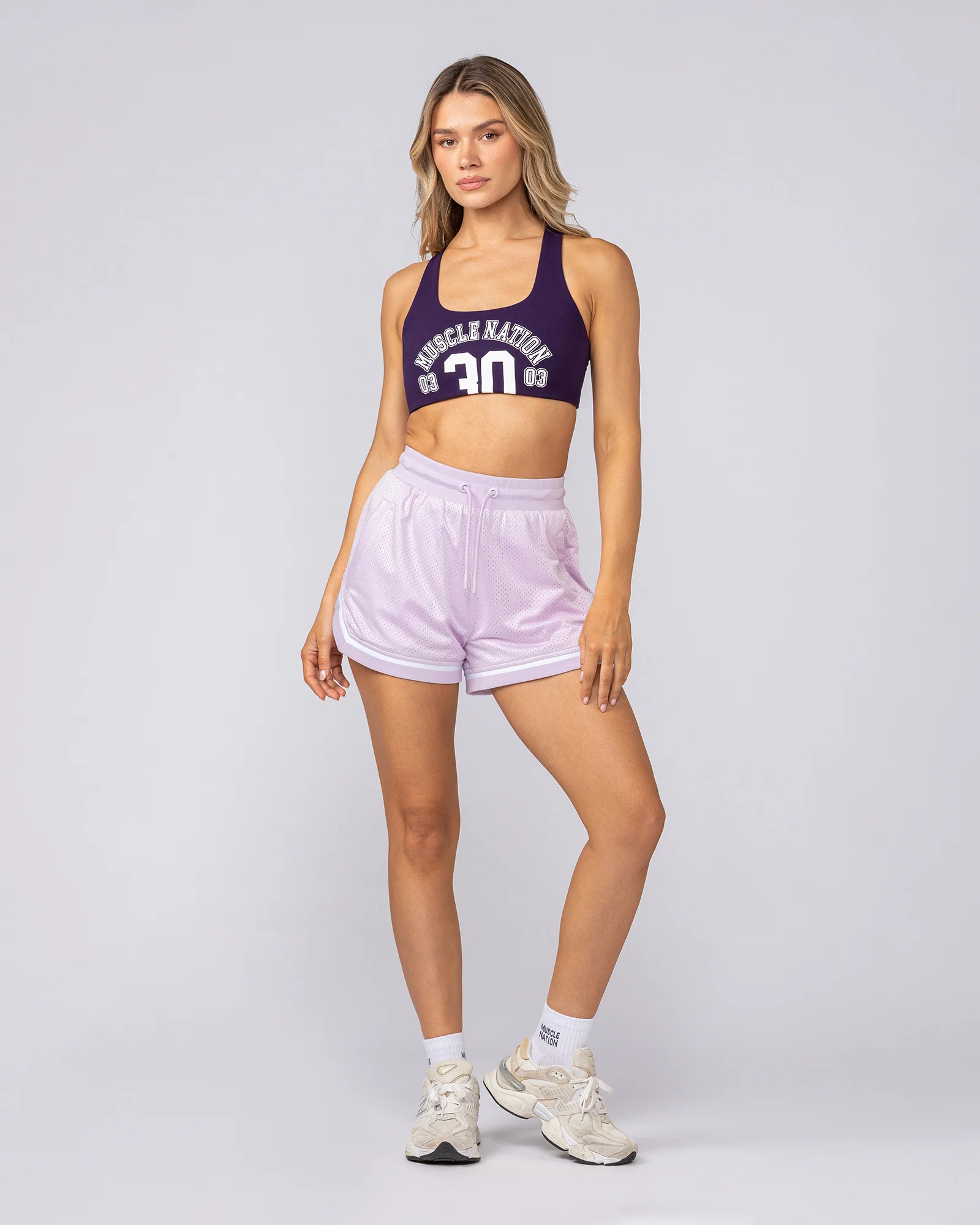 Womens 3" Basketball Shorts - Lilac Snow - Image 6