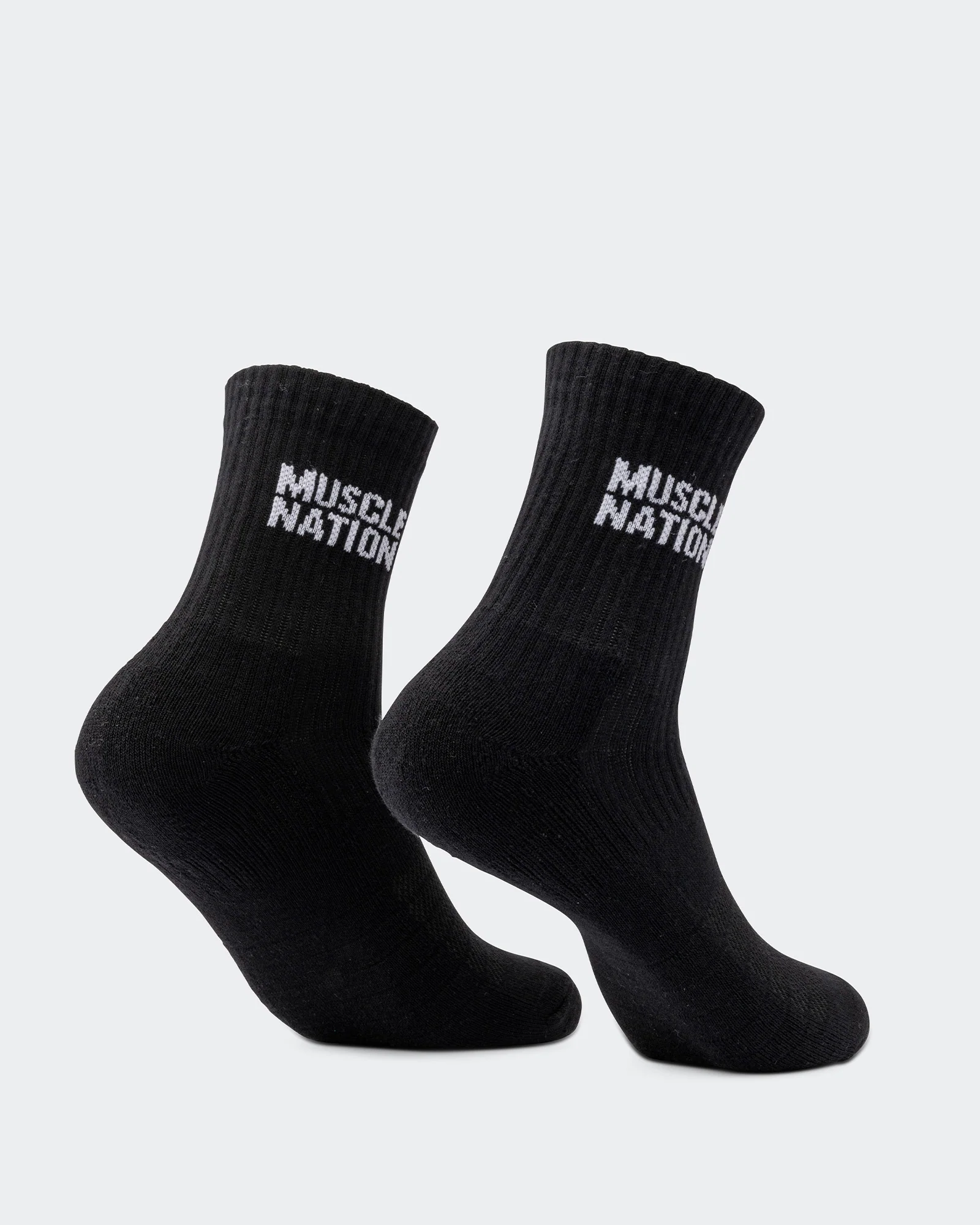 Womens Essential Crew Socks (2x Pack) - Black - Image 2
