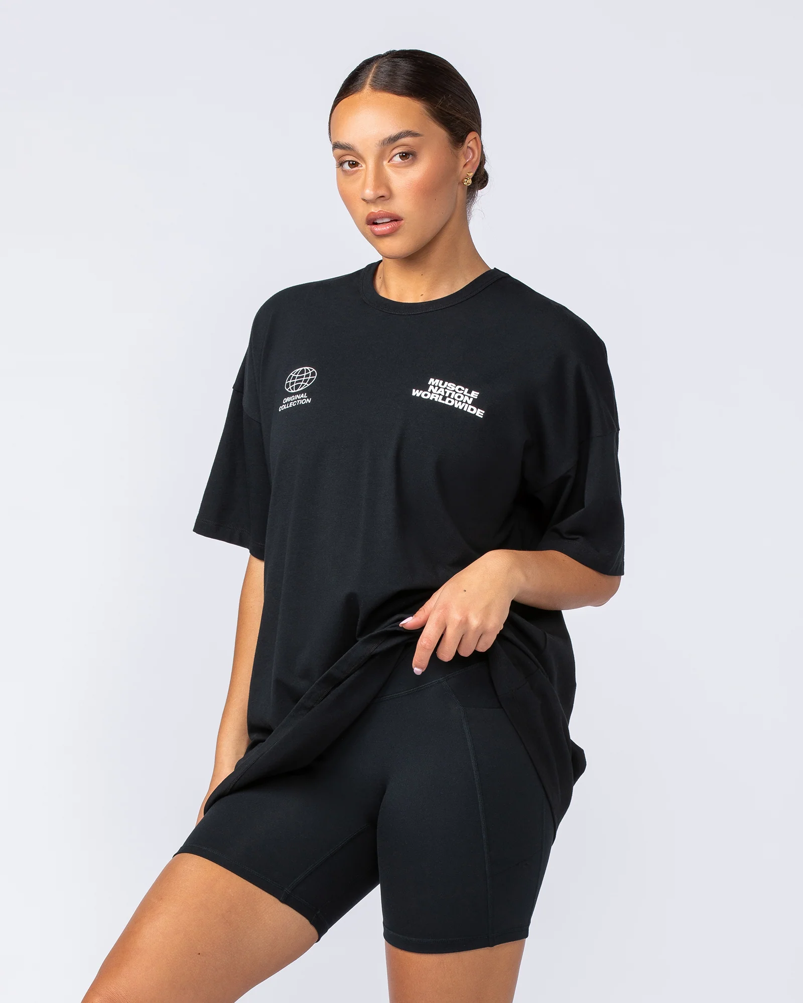 Womens Global Oversized Tee - Black - Image 2