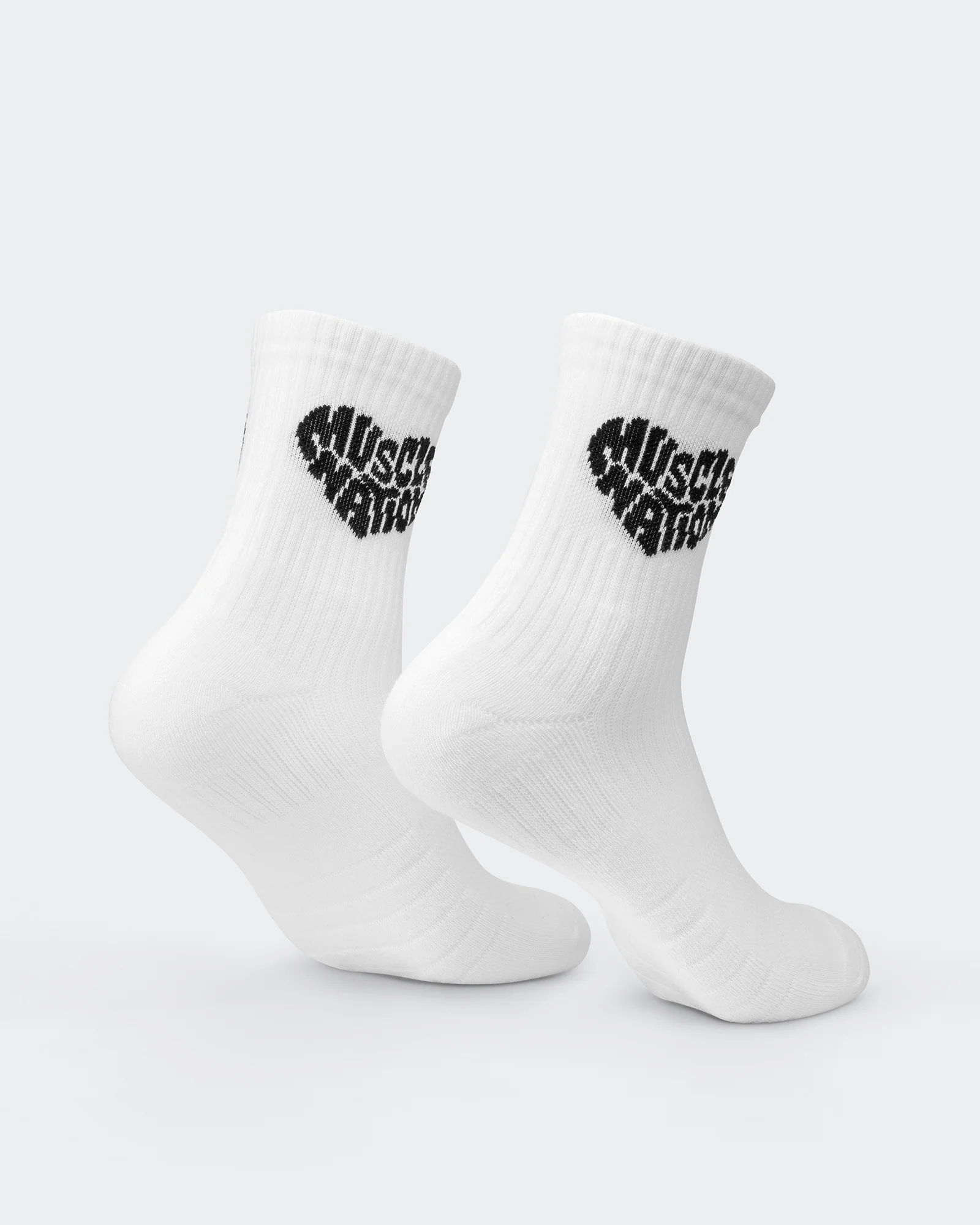 Womens Heart Crew Sock (2x Pack) - White/ Black - Image 4