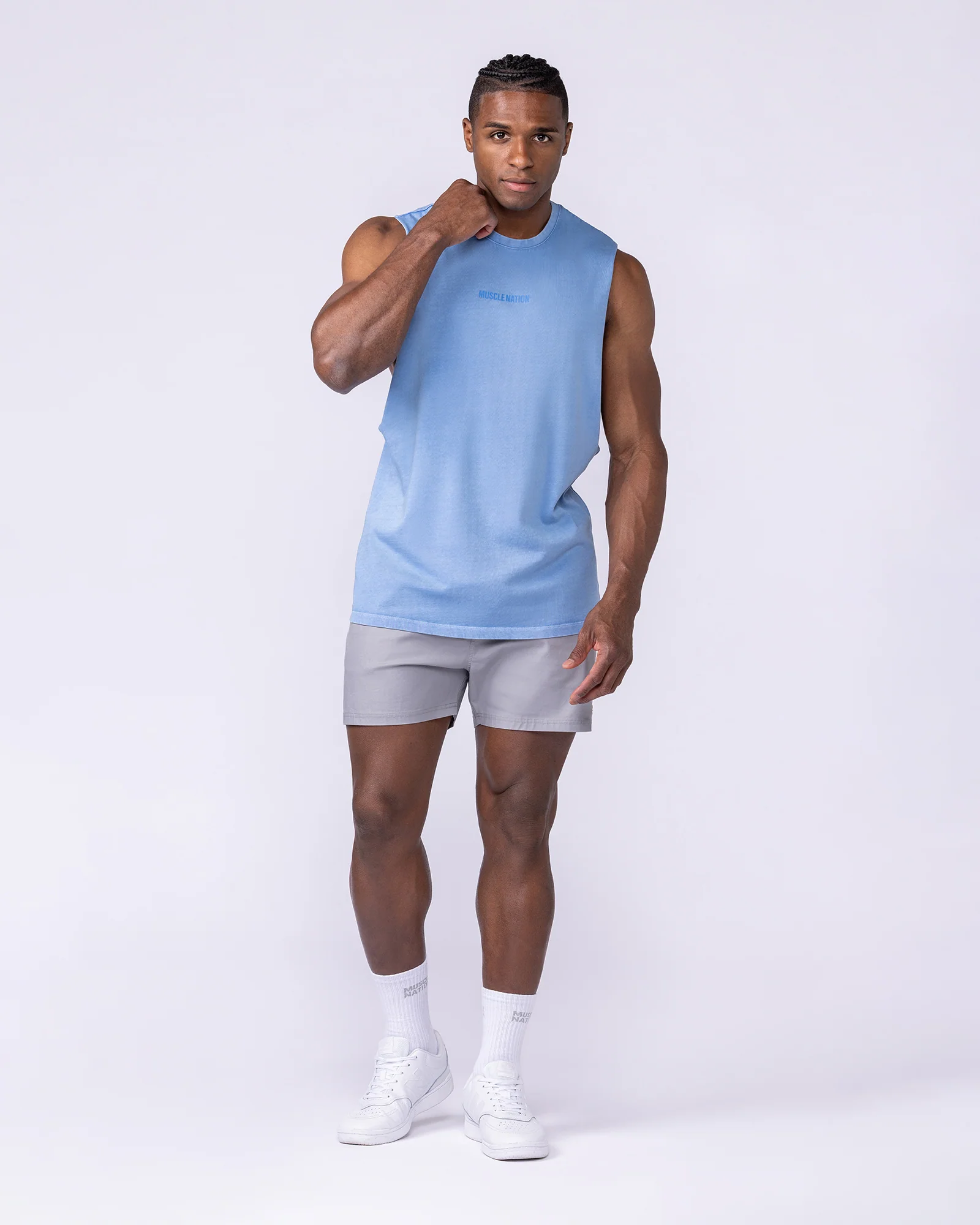Vintage Training Drop Arm Tank - Washed Pacific - Image 5