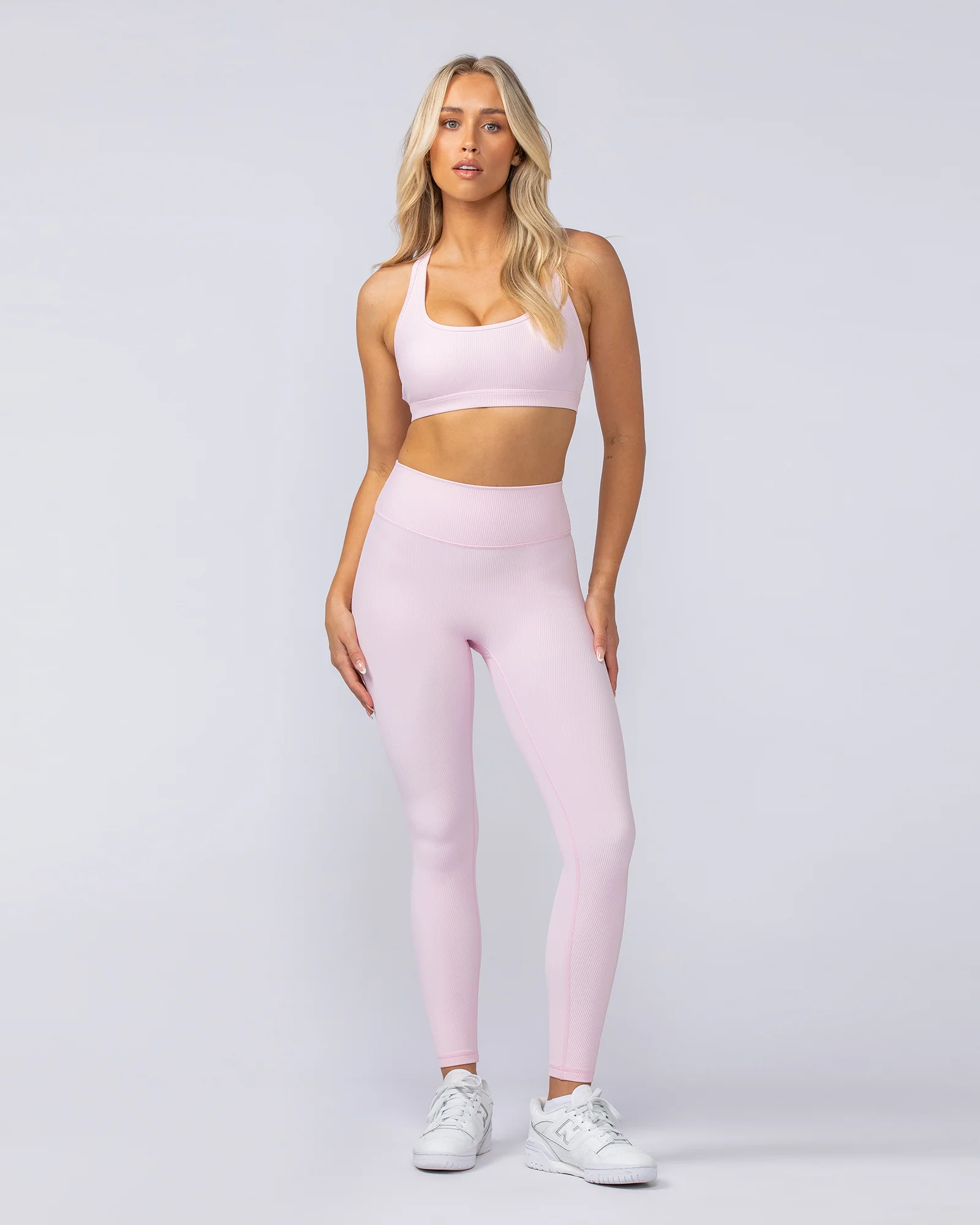 Zero Rise Rib Ankle Length Leggings - Baby Pink - Image 6