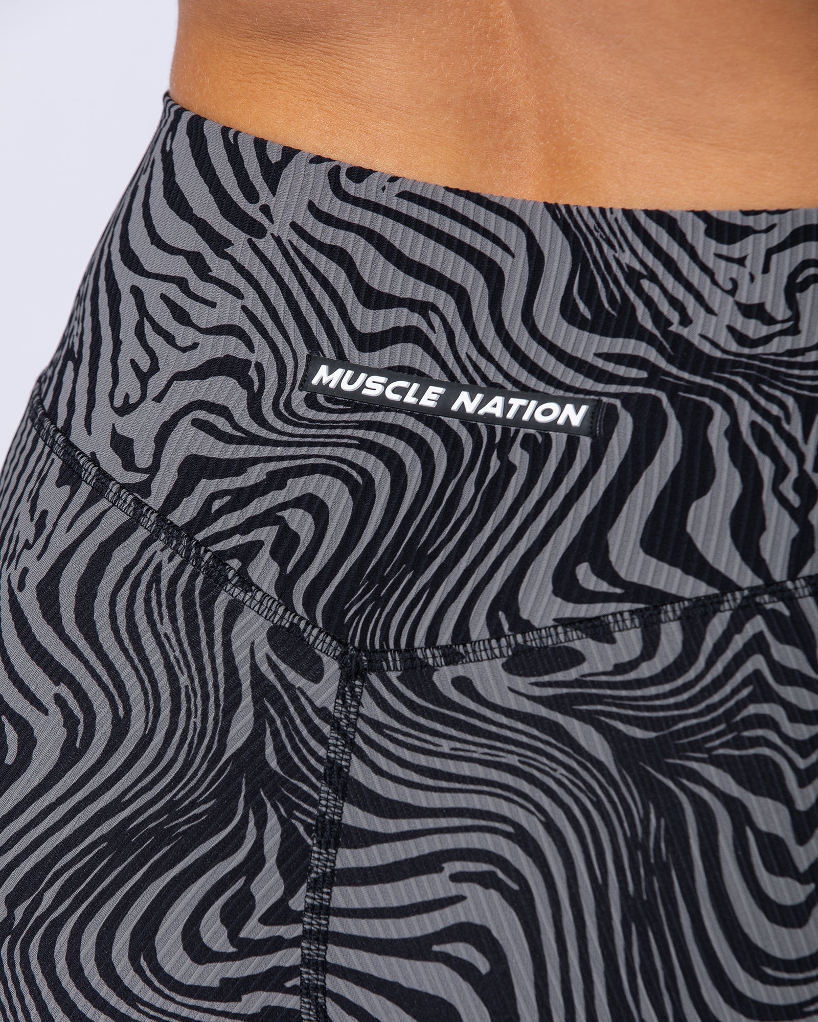 Zero Rise Rib Ankle Length Leggings - Black Zebra - Image 3