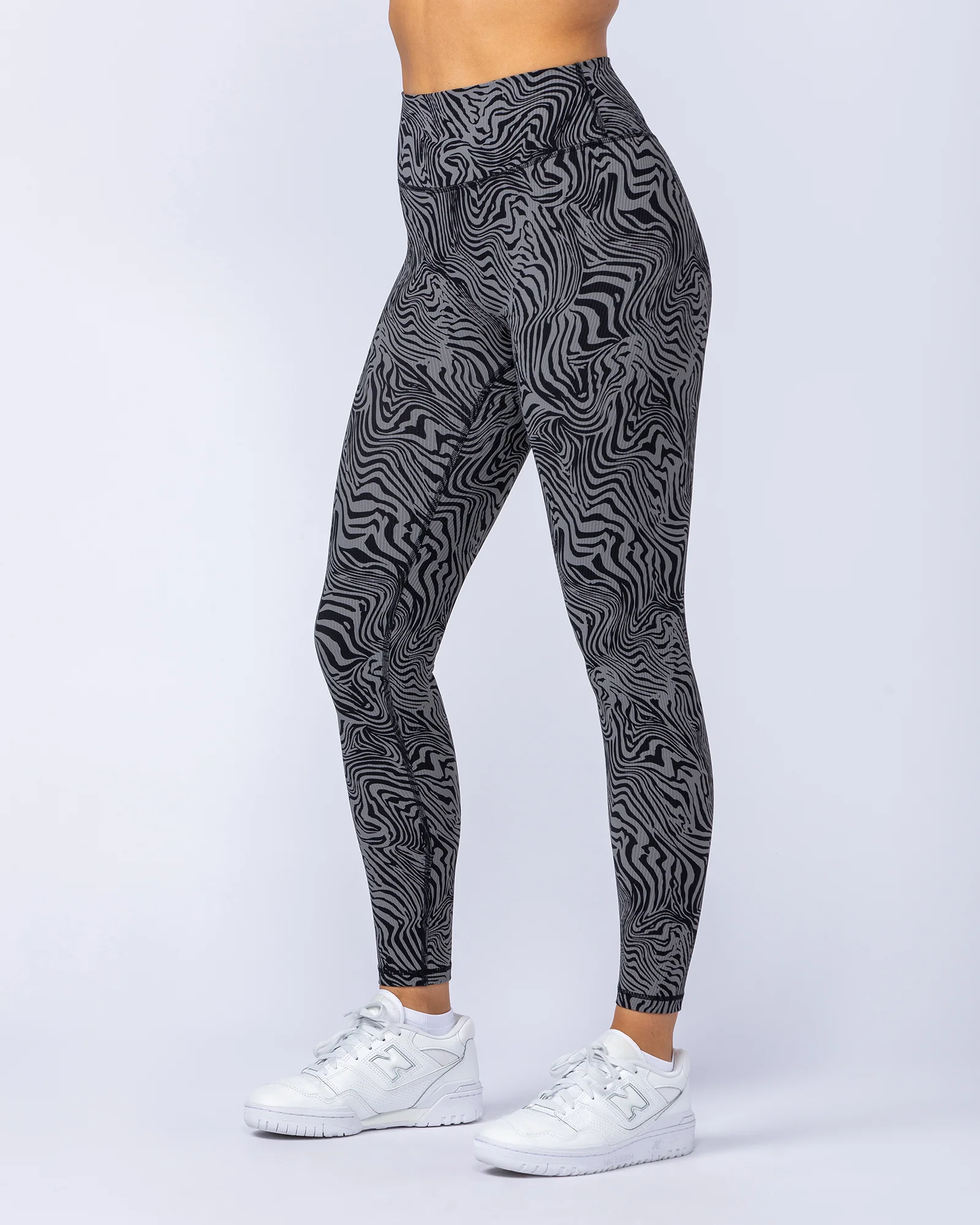 Zero Rise Rib Ankle Length Leggings - Black Zebra - Image 5