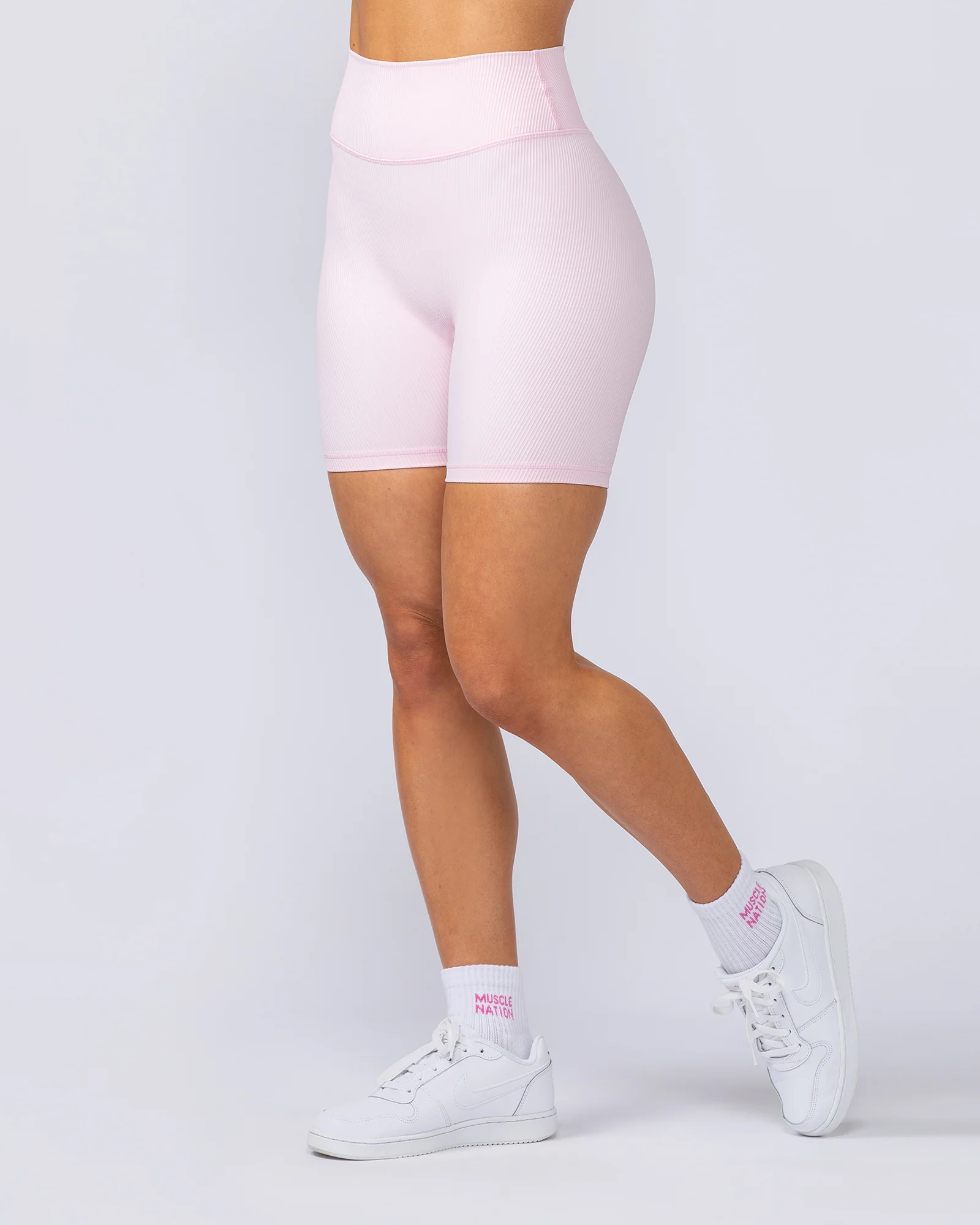 Zero Rise Rib Bike Shorts - Baby Pink - Image 4