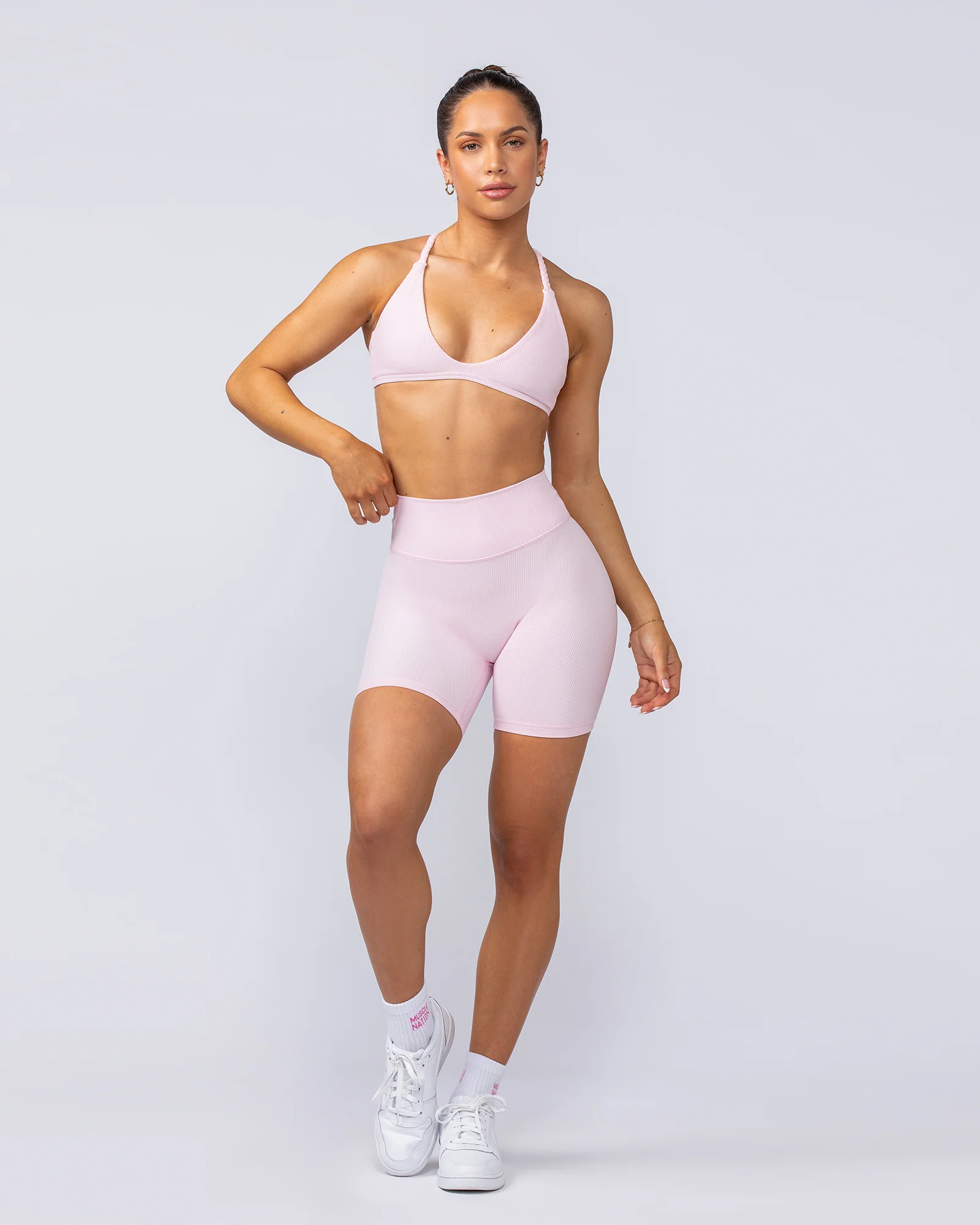 Zero Rise Rib Bike Shorts - Baby Pink - Image 6