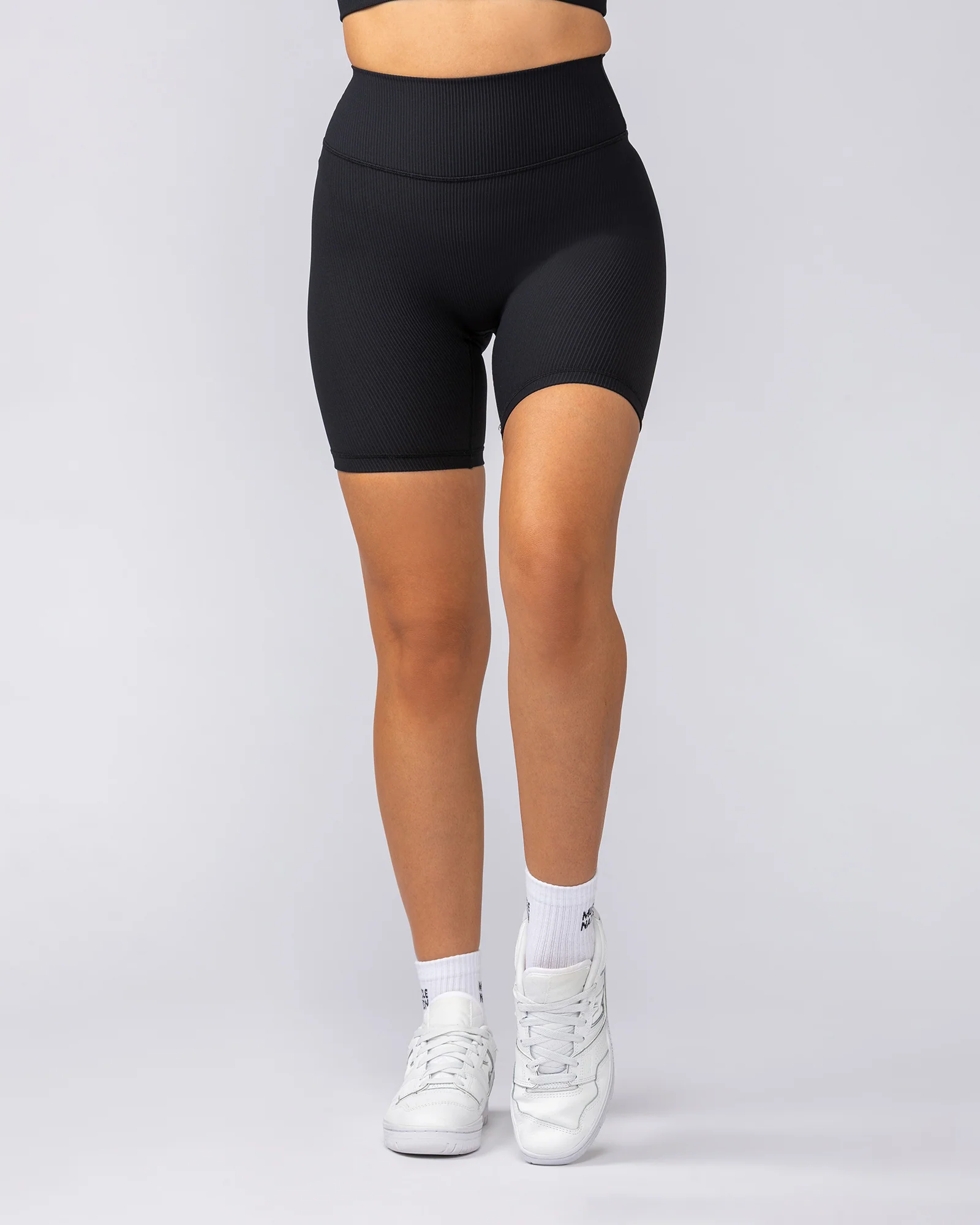 Zero Rise Rib Bike Shorts - Black (Silicone Logo) - Image 3