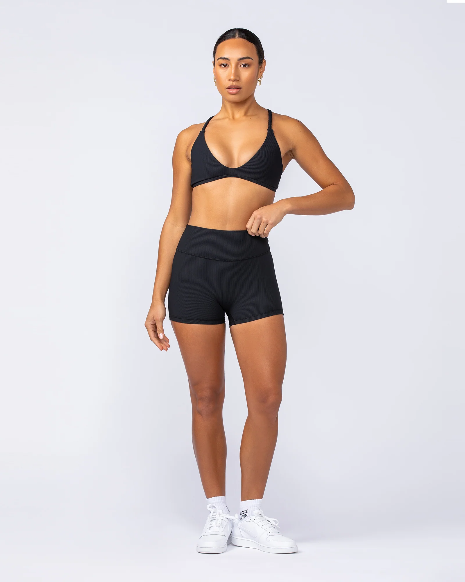Zero Rise Rib Booty Shorts - Black - Image 6