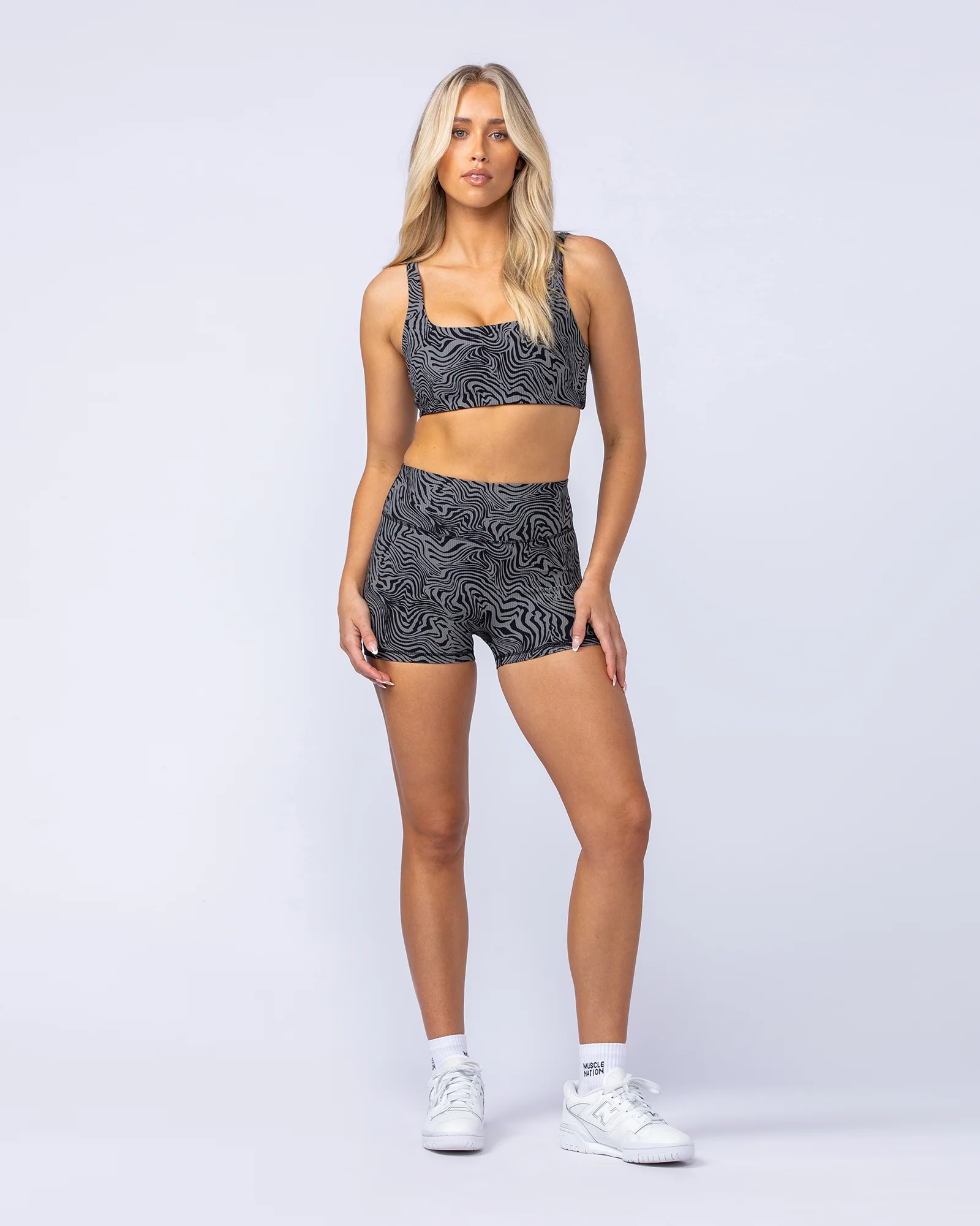 Zero Rise Rib Booty Shorts - Black Zebra - Image 6