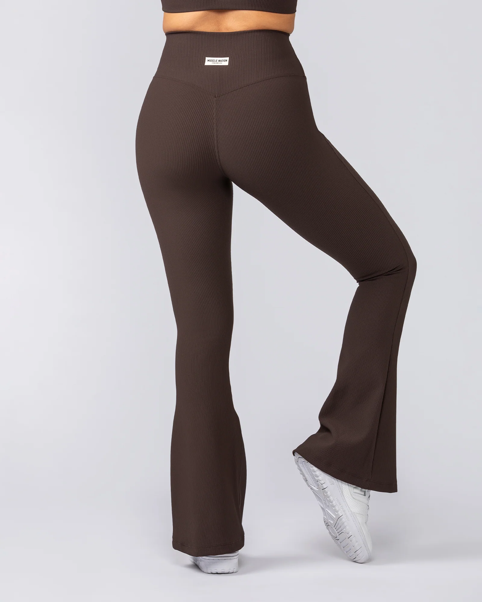 Zero Rise Rib Flare Leggings - Cocoa - Image 5